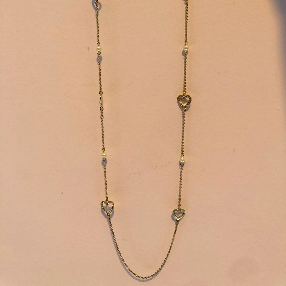 New with tag Ann Taylor Factory long necklace. Gold-toned with pearls, crystals.